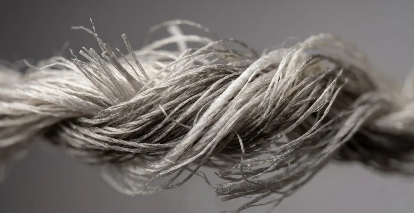 Vue macro de fibres textiles recyclées montrant la structure des filaments