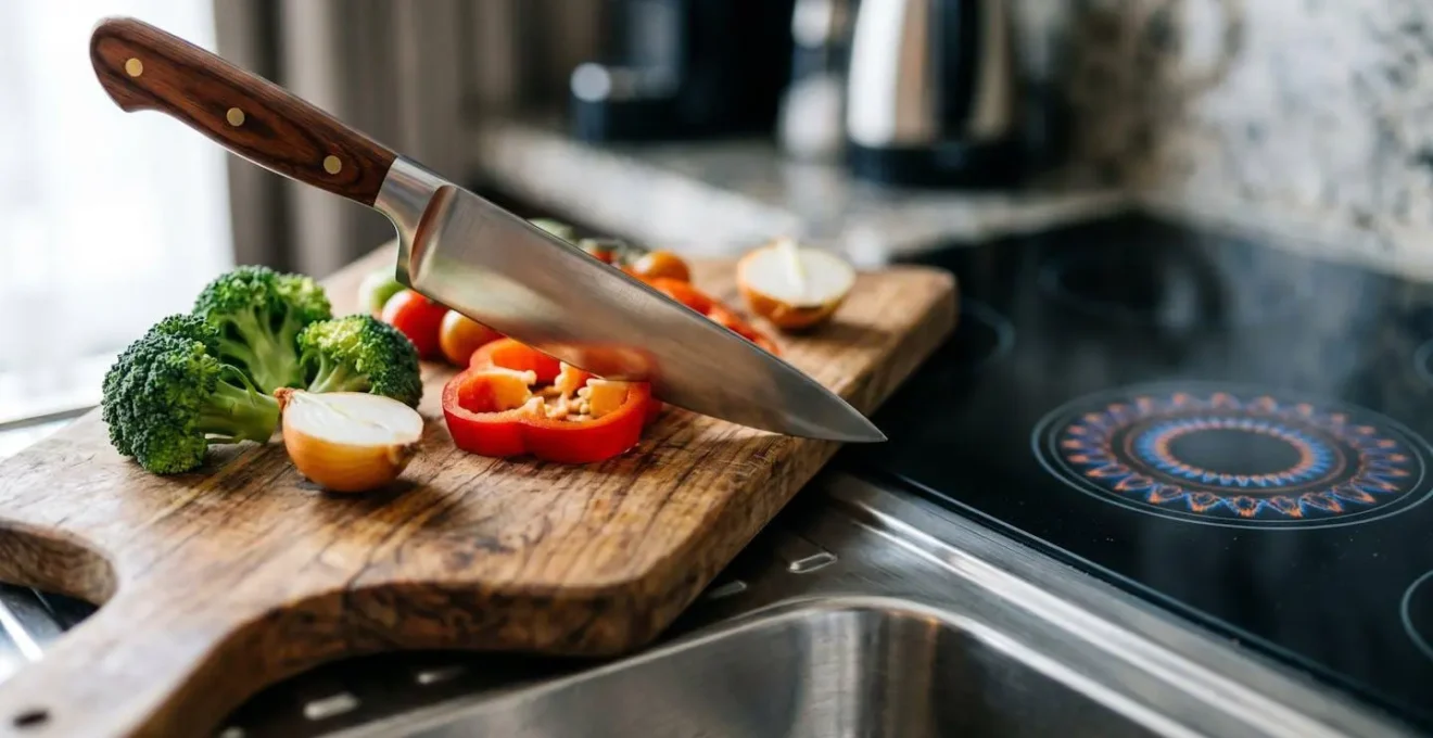 Gros plan sur une kitchenette moderne d'une suite hôtelière avec ustensiles de cuisine et plaque de cuisson