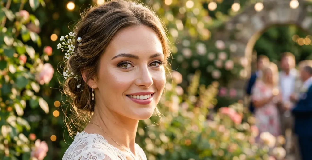 Maquillage de mariée résistant à la chaleur avec un teint frais et lumineux