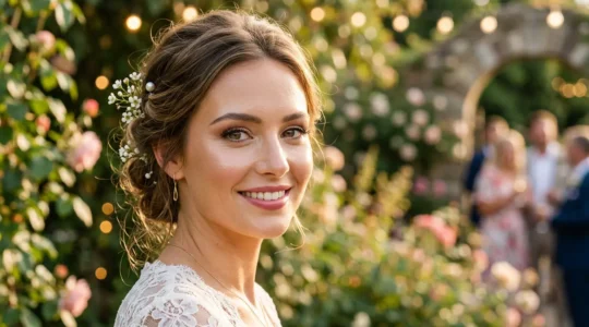 Maquillage de mariée résistant à la chaleur avec un teint frais et lumineux